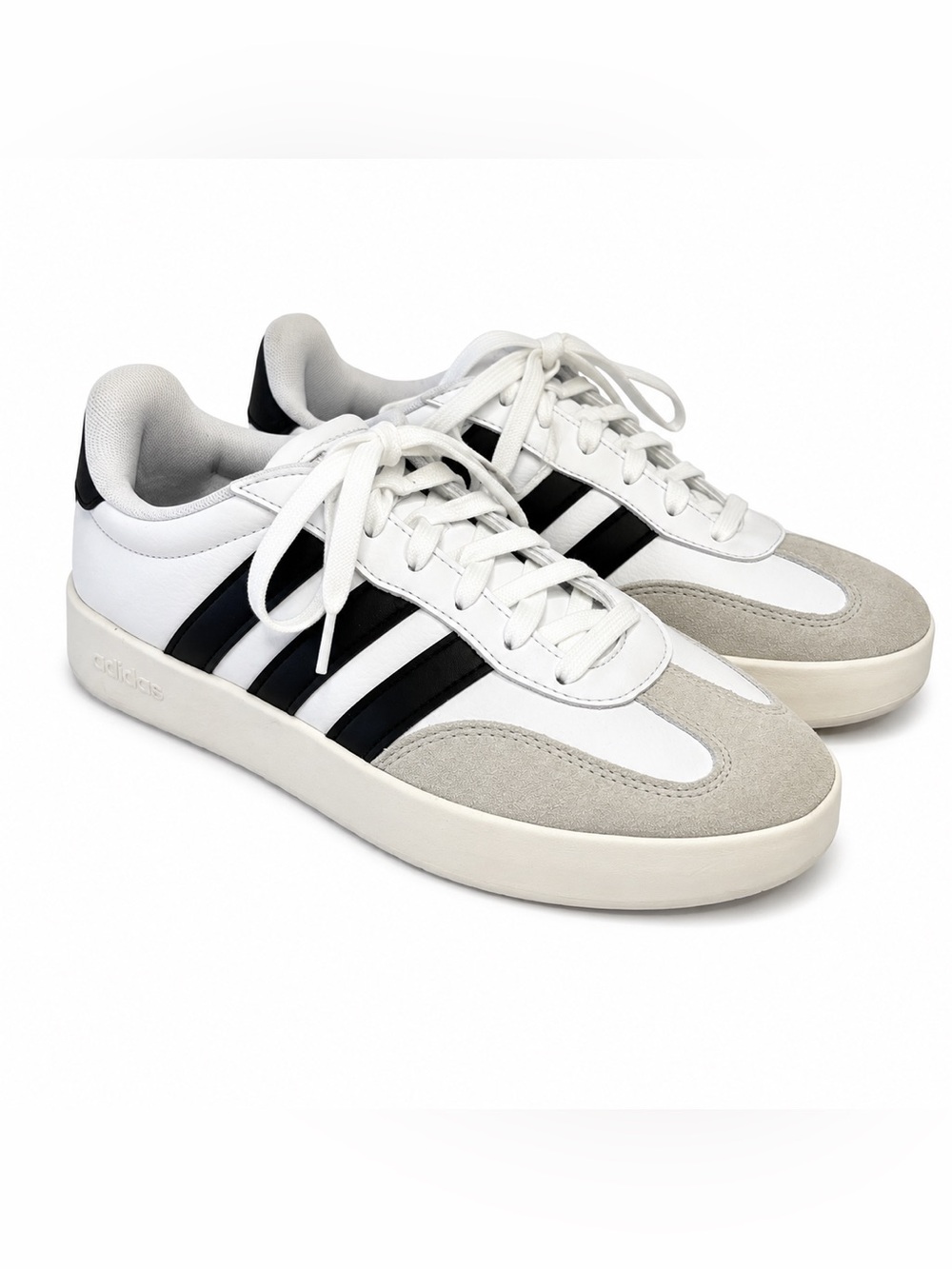 Adidas Court 24 White Black Leather Suede Sneakers Womens 8.5 Normcore